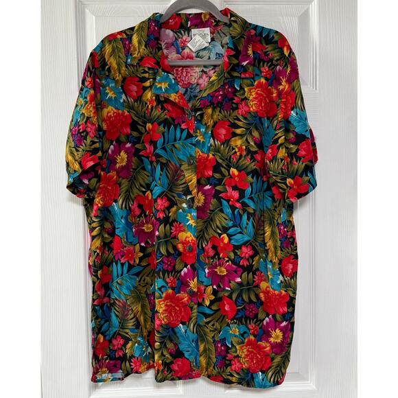 Bentley Women's Floral Button Down Short Sleeve Top Size 20W - Picture 1 of 16